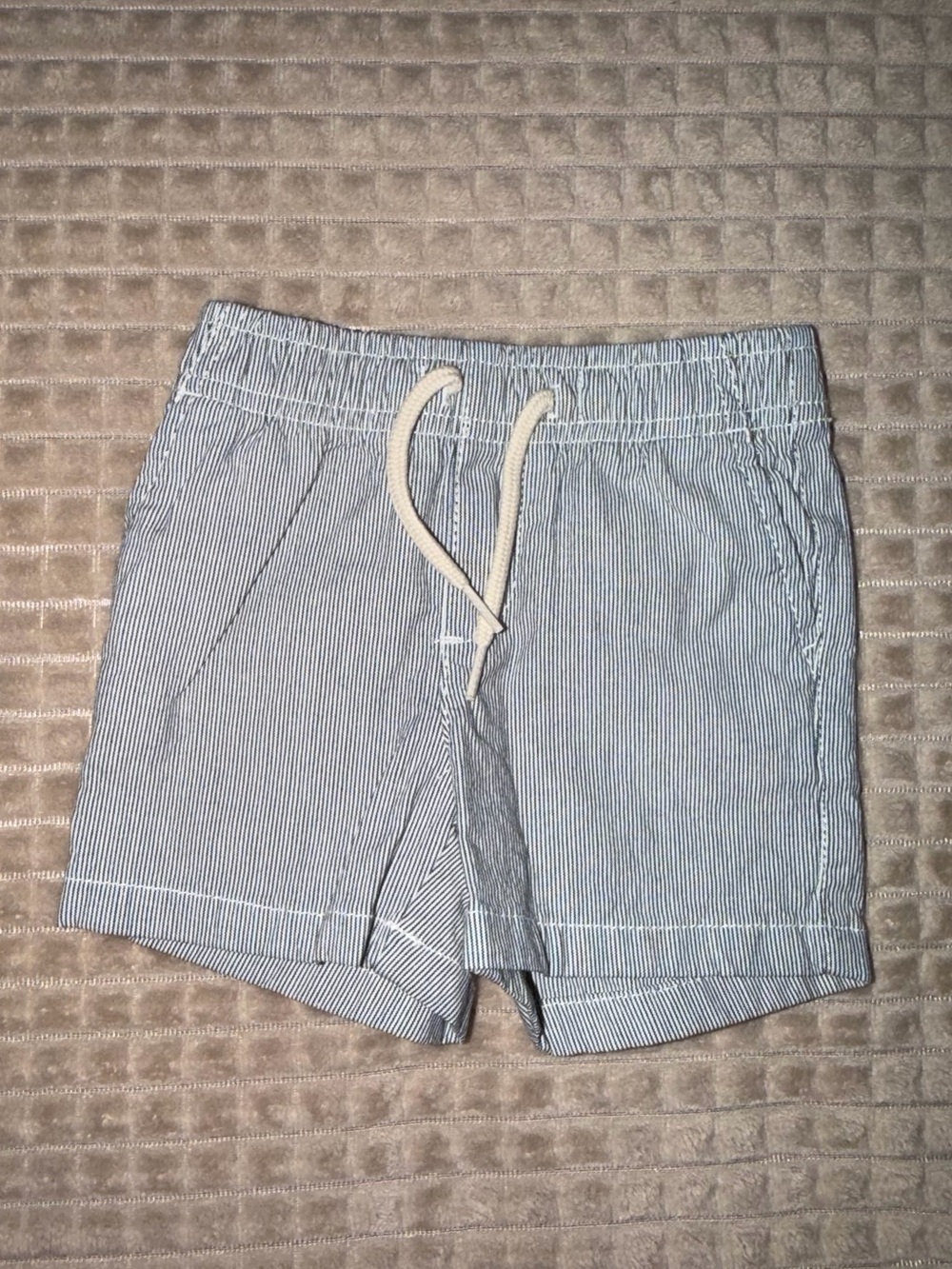 GAP Blue and White Pinstripe Drawstring Shorts 6-12 months